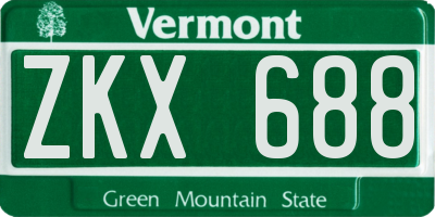 VT license plate ZKX688
