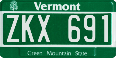 VT license plate ZKX691