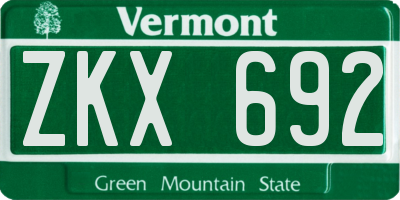 VT license plate ZKX692