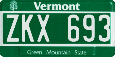 VT license plate ZKX693