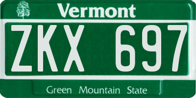 VT license plate ZKX697