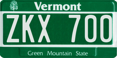 VT license plate ZKX700