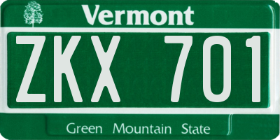VT license plate ZKX701