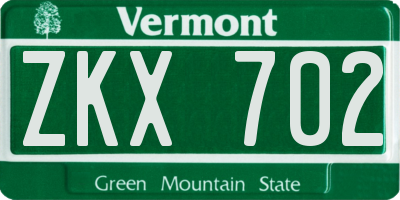 VT license plate ZKX702
