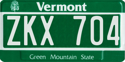 VT license plate ZKX704
