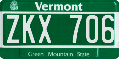 VT license plate ZKX706