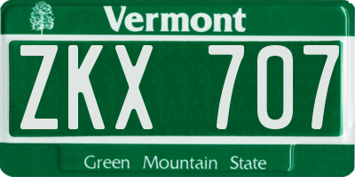 VT license plate ZKX707