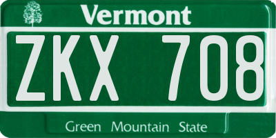 VT license plate ZKX708