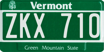 VT license plate ZKX710