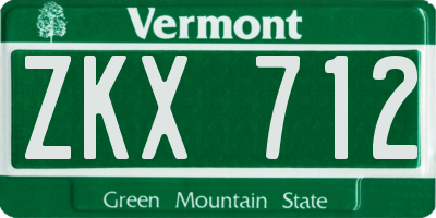 VT license plate ZKX712