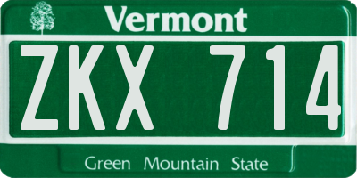 VT license plate ZKX714