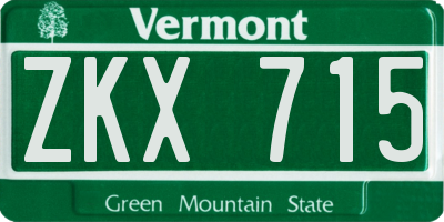 VT license plate ZKX715