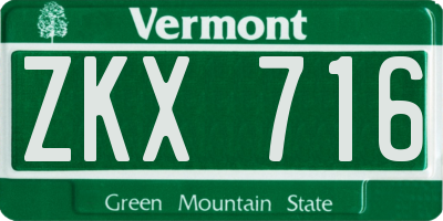 VT license plate ZKX716