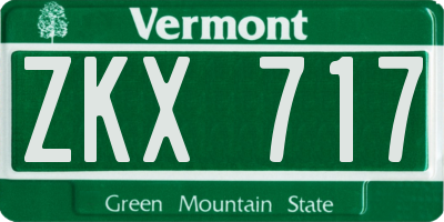VT license plate ZKX717