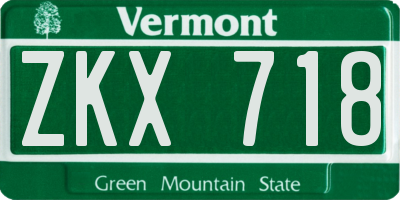 VT license plate ZKX718