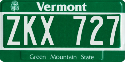 VT license plate ZKX727