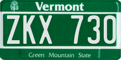 VT license plate ZKX730