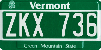 VT license plate ZKX736