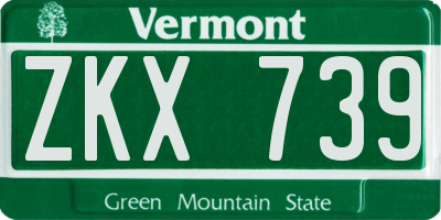 VT license plate ZKX739