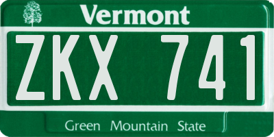 VT license plate ZKX741