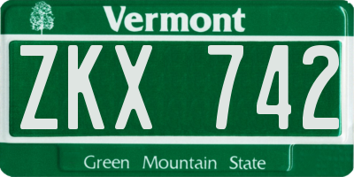VT license plate ZKX742