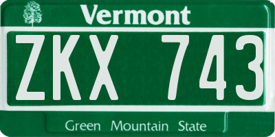 VT license plate ZKX743