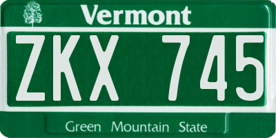 VT license plate ZKX745