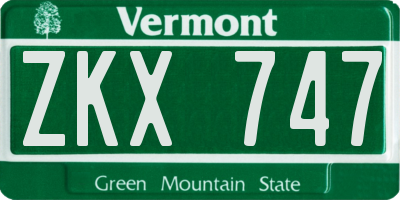 VT license plate ZKX747