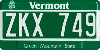 VT license plate ZKX749