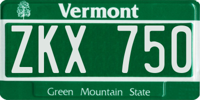 VT license plate ZKX750