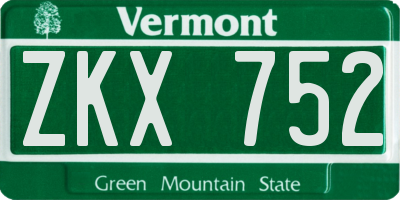 VT license plate ZKX752