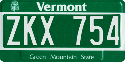 VT license plate ZKX754