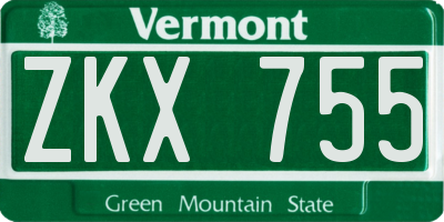VT license plate ZKX755