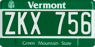 VT license plate ZKX756