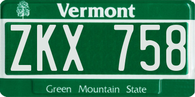 VT license plate ZKX758