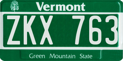 VT license plate ZKX763