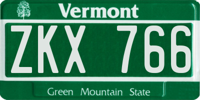 VT license plate ZKX766