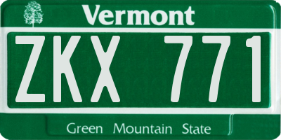 VT license plate ZKX771