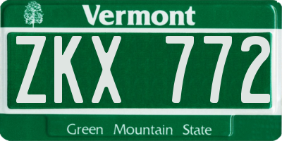 VT license plate ZKX772
