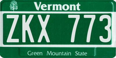 VT license plate ZKX773