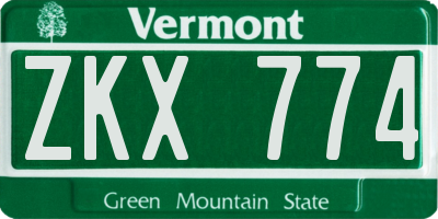 VT license plate ZKX774