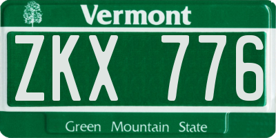 VT license plate ZKX776