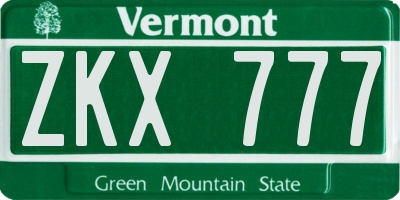 VT license plate ZKX777