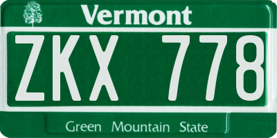 VT license plate ZKX778