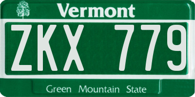 VT license plate ZKX779