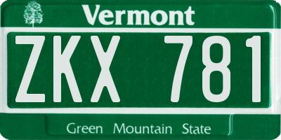 VT license plate ZKX781