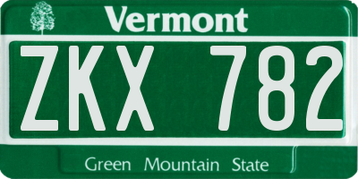 VT license plate ZKX782