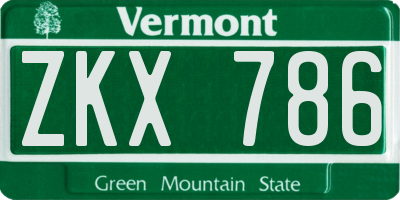 VT license plate ZKX786