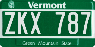 VT license plate ZKX787