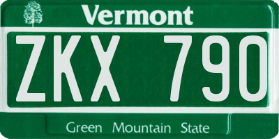 VT license plate ZKX790